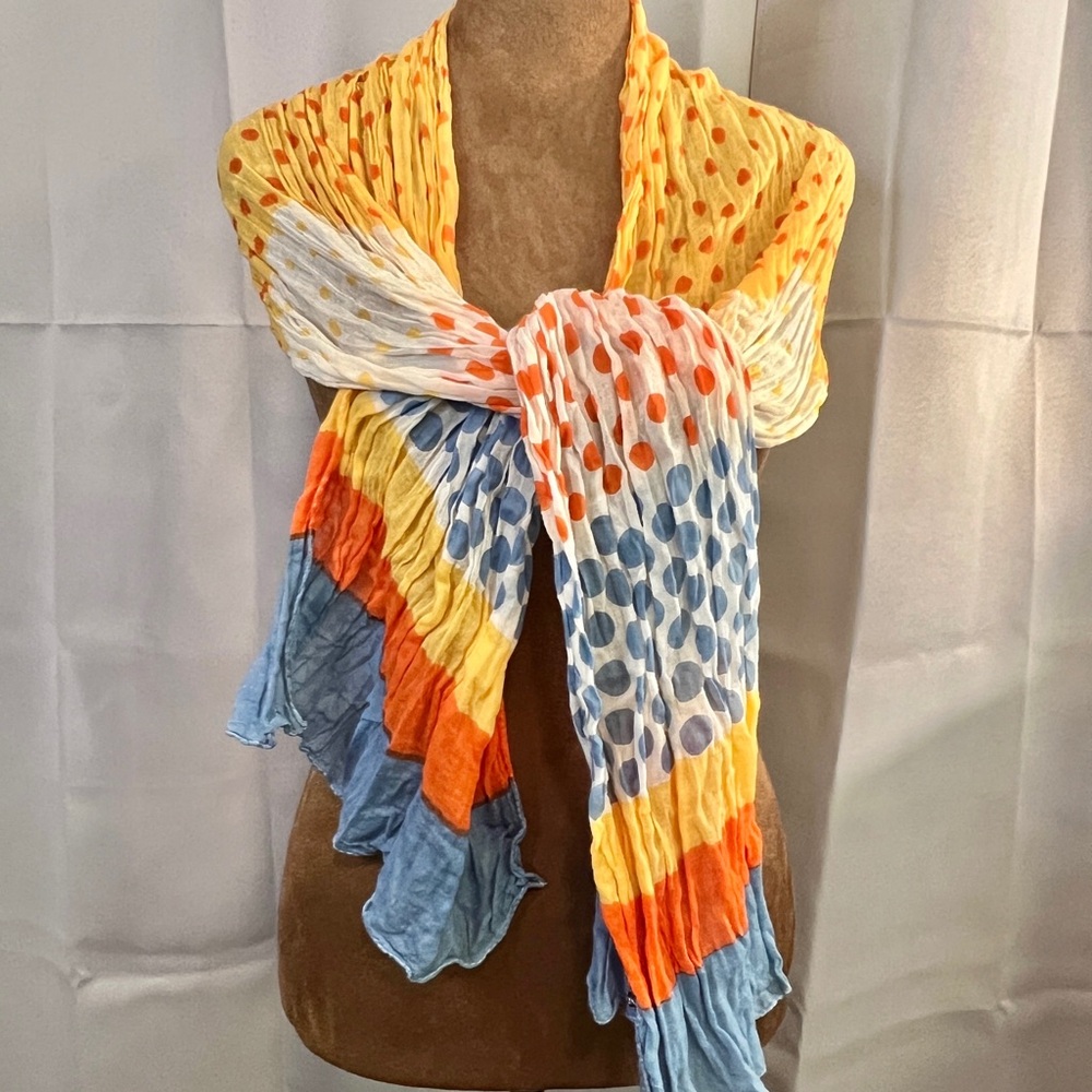 Multicolor Polka Dot Scarf in Orange, Yellow, and Blue 🟡🔵🟧